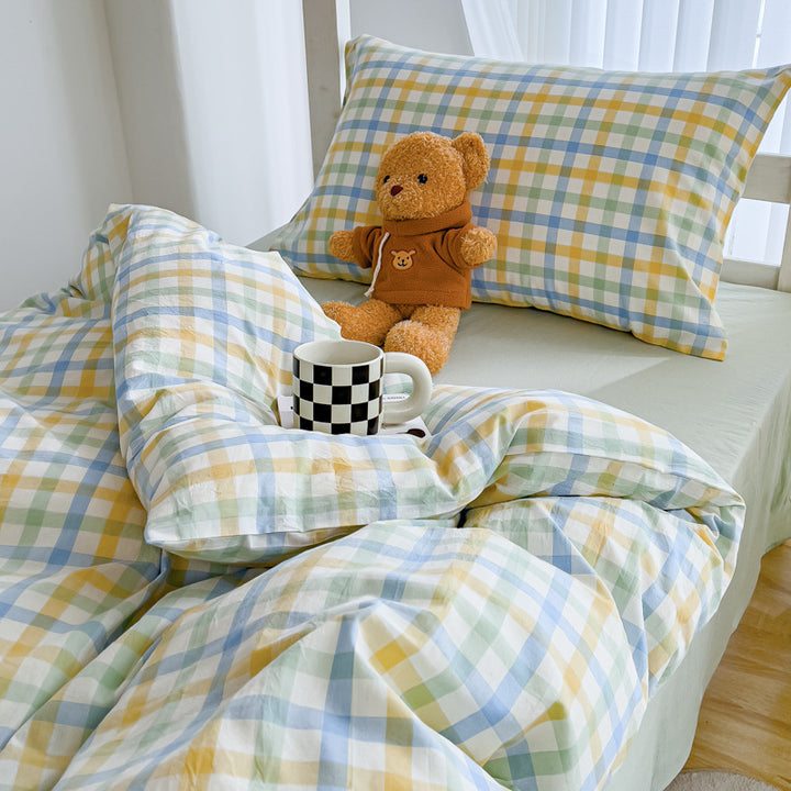 Lightweight Cotton Bunk-Bed Bedding Set with Duvet Cover Pillowcase and Fitted Sheet