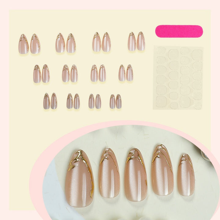 Artificial nail tips with elegant gold accent Bowlift