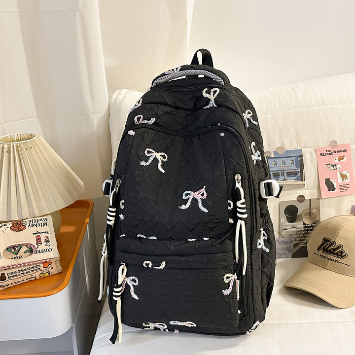 Embroidered Quilted Backpack Bowlift