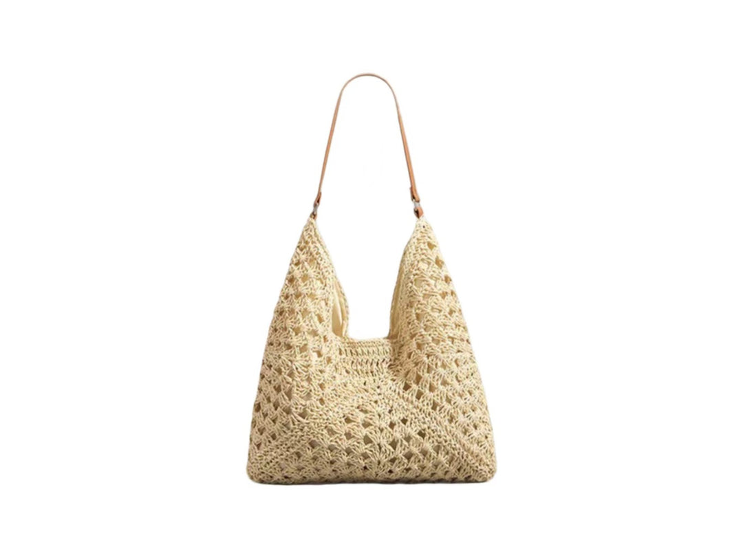 Handbag with Artistic Macrame Design and Flexible Carrying Comfort Bowlift