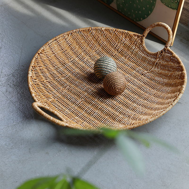 Handwoven Rectangular Storage Basket with Handles, 27 x 21.5 x 16 cm