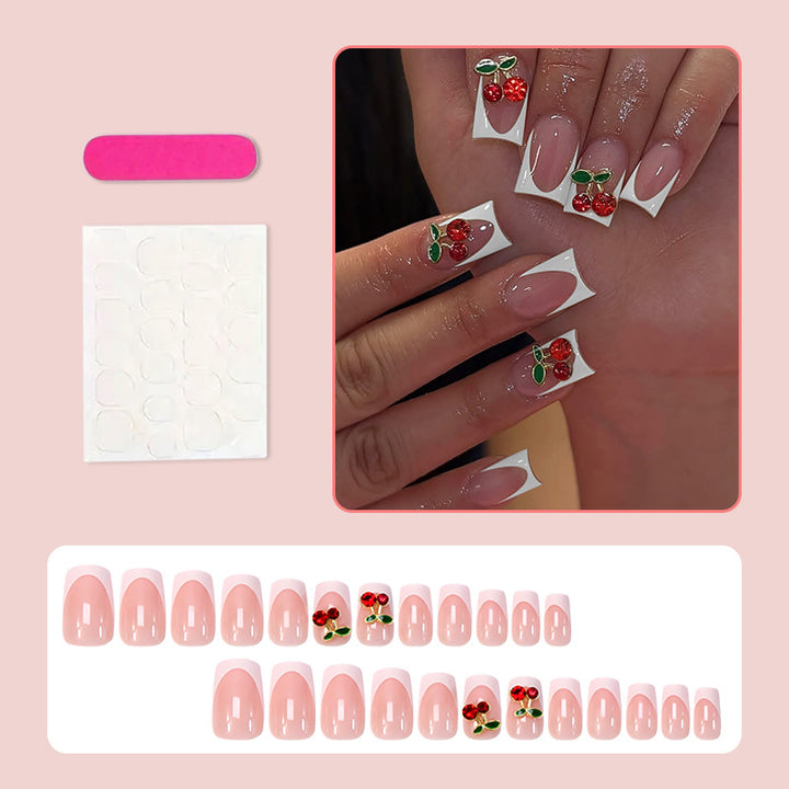 Artificial nail set with cheerful cherry motifs Bowlift