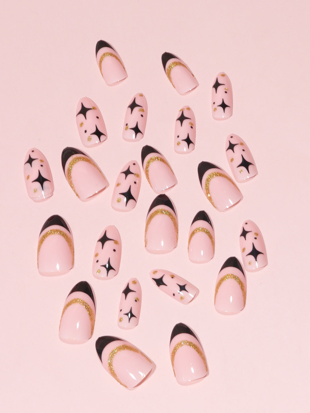 Artistic Starry Stiletto Nail Art Bowlift