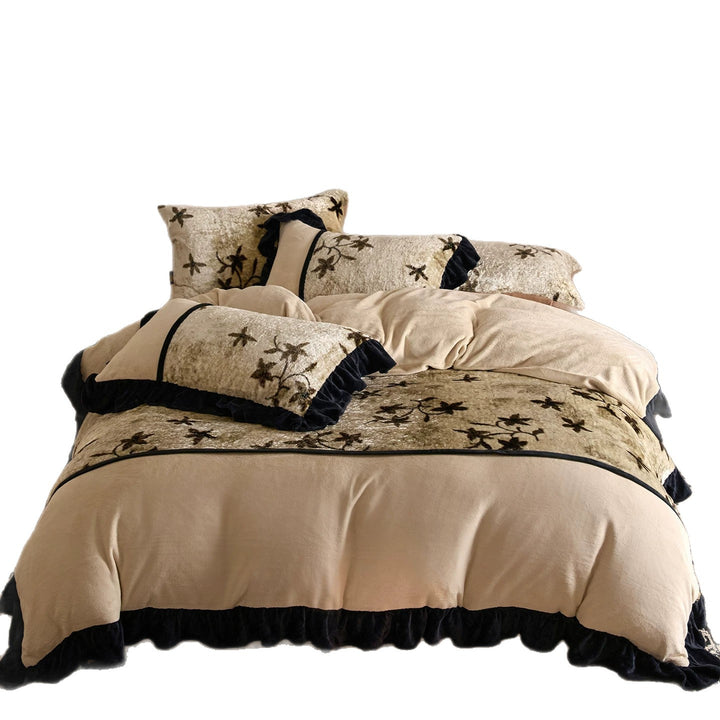 Plush Embossed Velvet Floral Bedspread and Pillow Shams Set