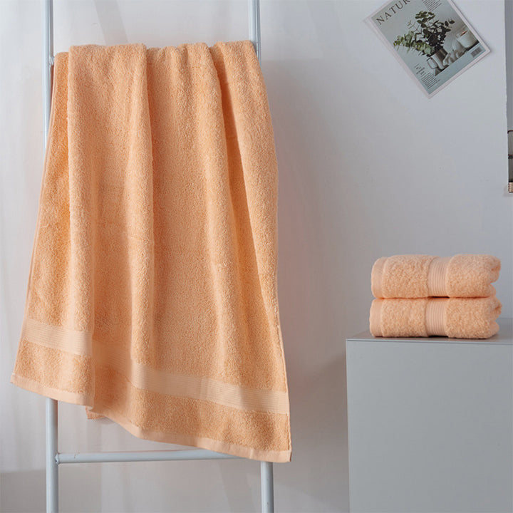 Premium Plush Cotton Bath Towel with Absorbent Ribbed Border