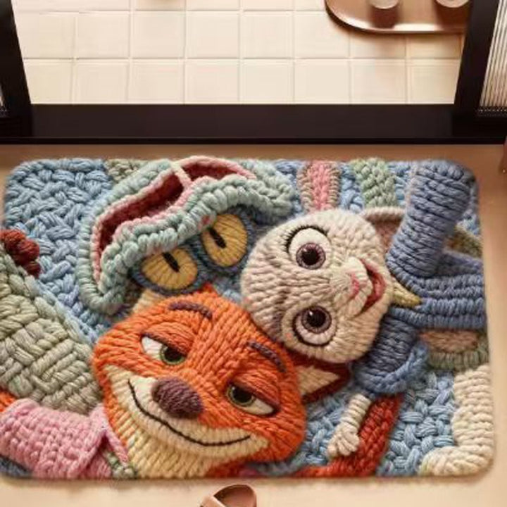 Playful Animal-Themed Decorative Bath Mat Bowlift