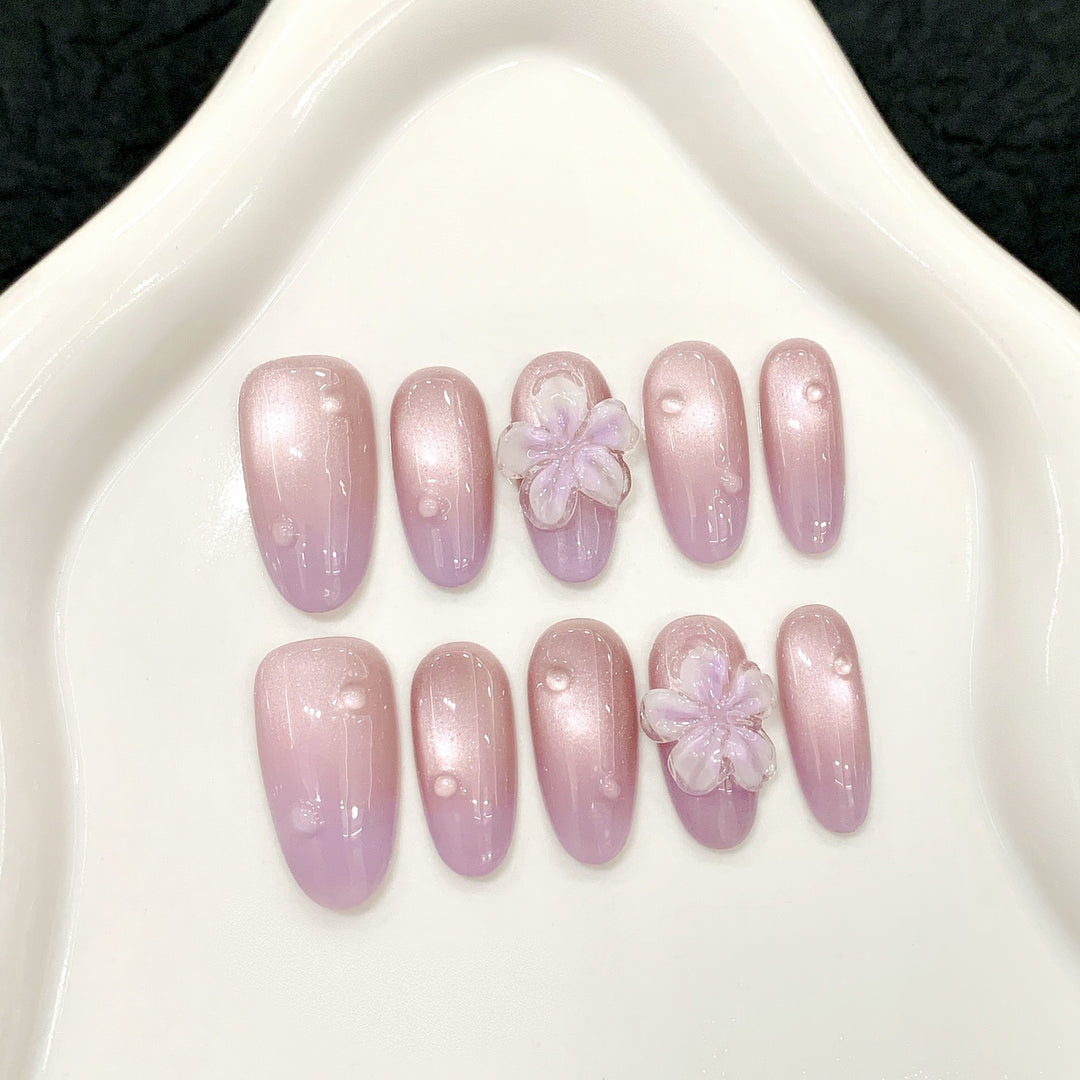 Floral Embellished Press-On Nail Set  1791773887