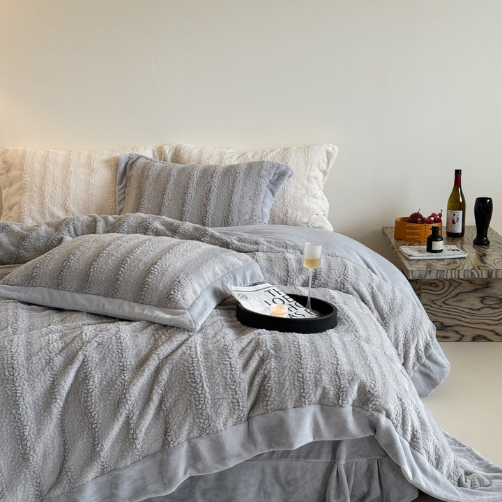 Plush Quilted Velvet Comforter Set with Decorative Shams