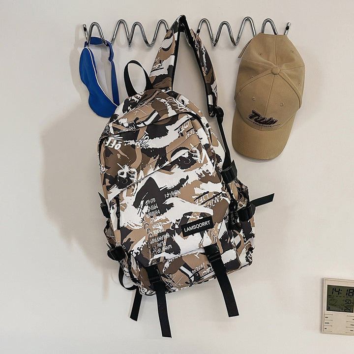 Graffiti Print Casual Backpack Bowlift