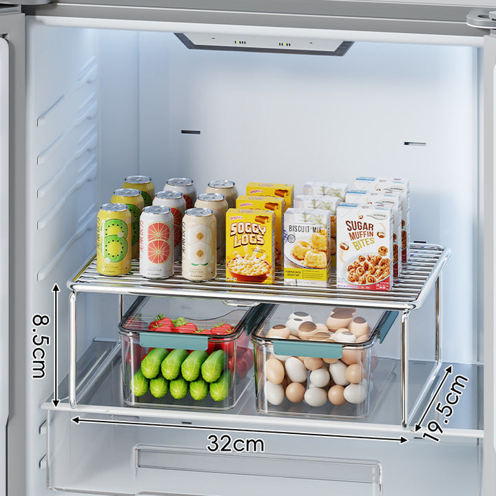 Adjustable Elevated Chrome Refrigerator Shelf Riser Organizer