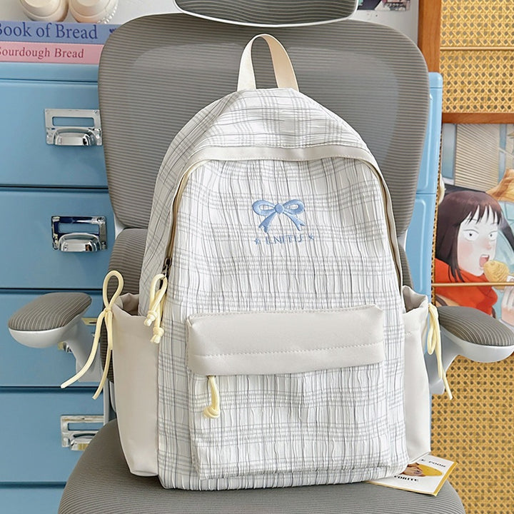 Checked Patterned Casual Backpack Bowlift