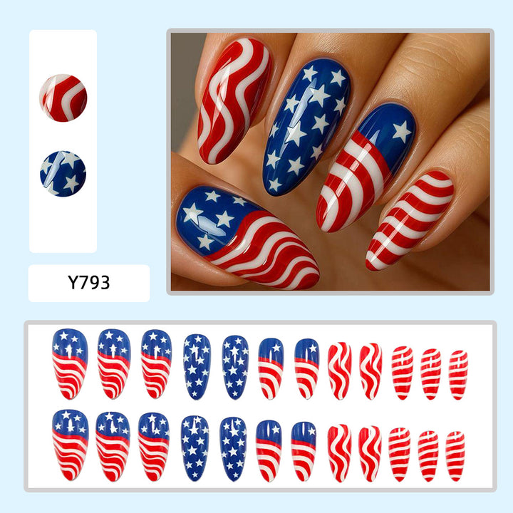 Creative artificial nails with patriotic design Bowlift