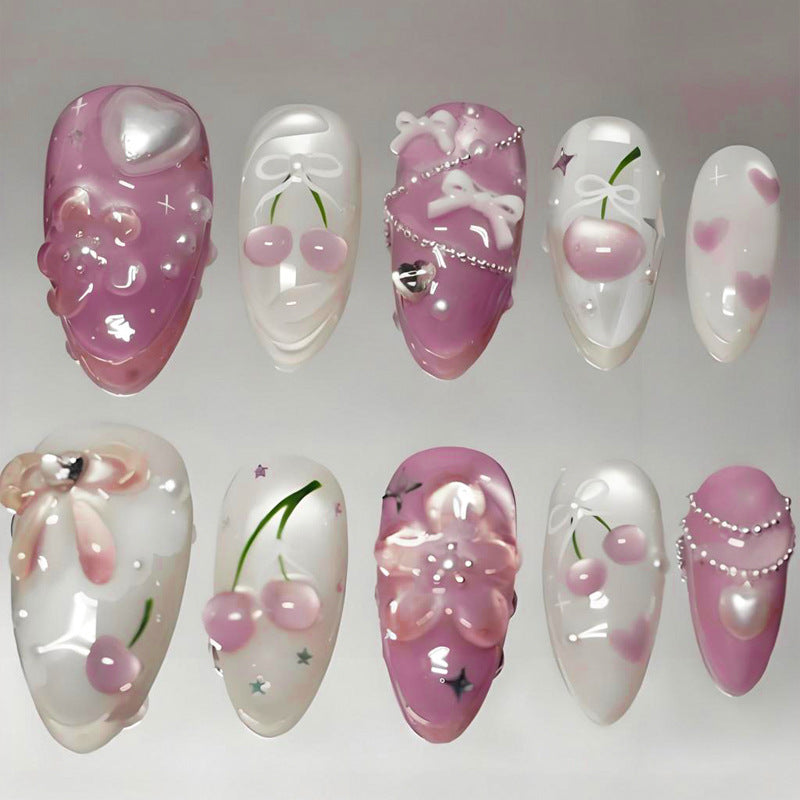 Artificial nail set with creative heart and flower designs Bowlift