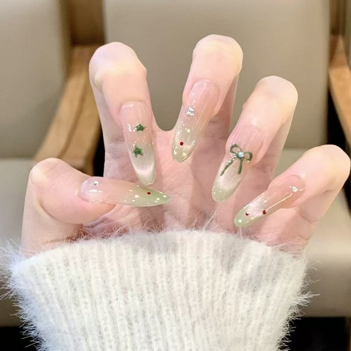 Artistic Holiday-Themed Press-On Nail Extensions