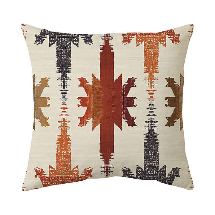 Textured Jacquard Wave Pattern Throw Pillow Cover Linen-Blend Removable Accent Cushion