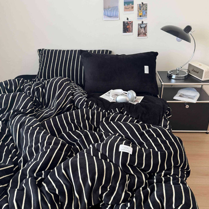 Striped Flannel Bedding Set