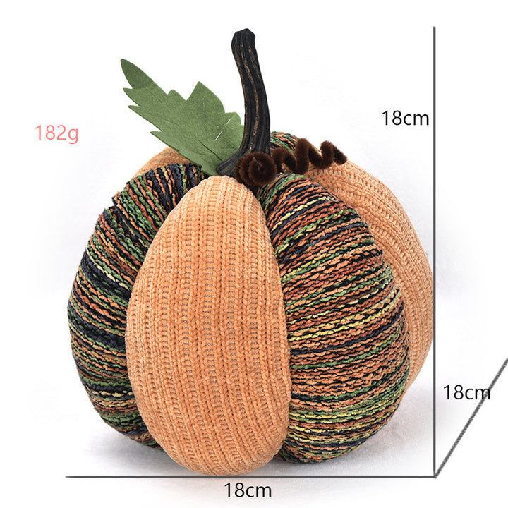 Handcrafted knitted decorative pumpkin as autumn table decoration