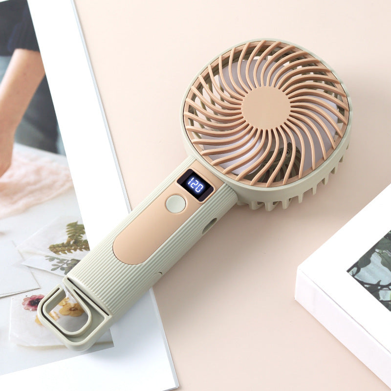 Ladies Portable Hand Fan with LED Display Bowlift