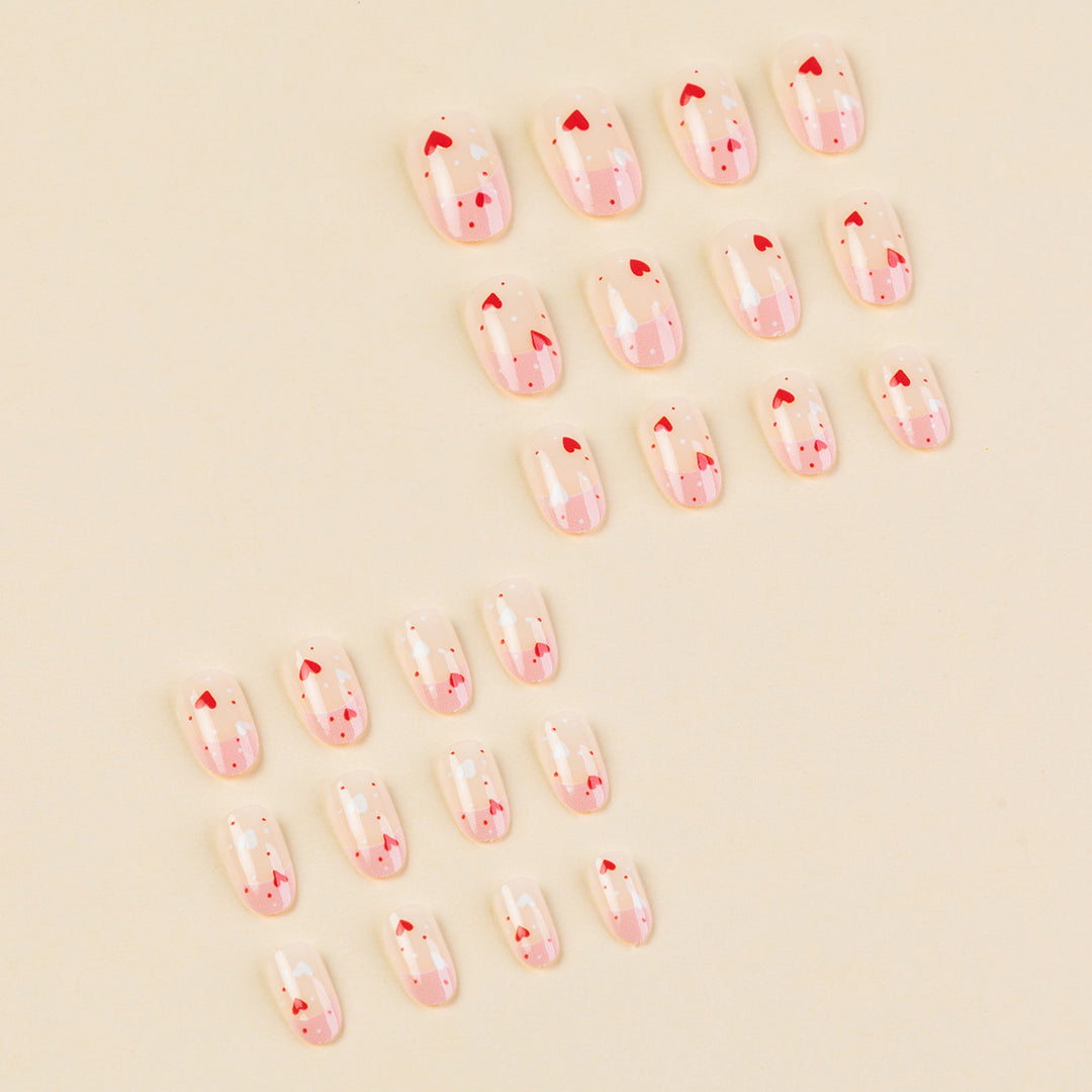 Heart-Themed Press-On Nail Extensions