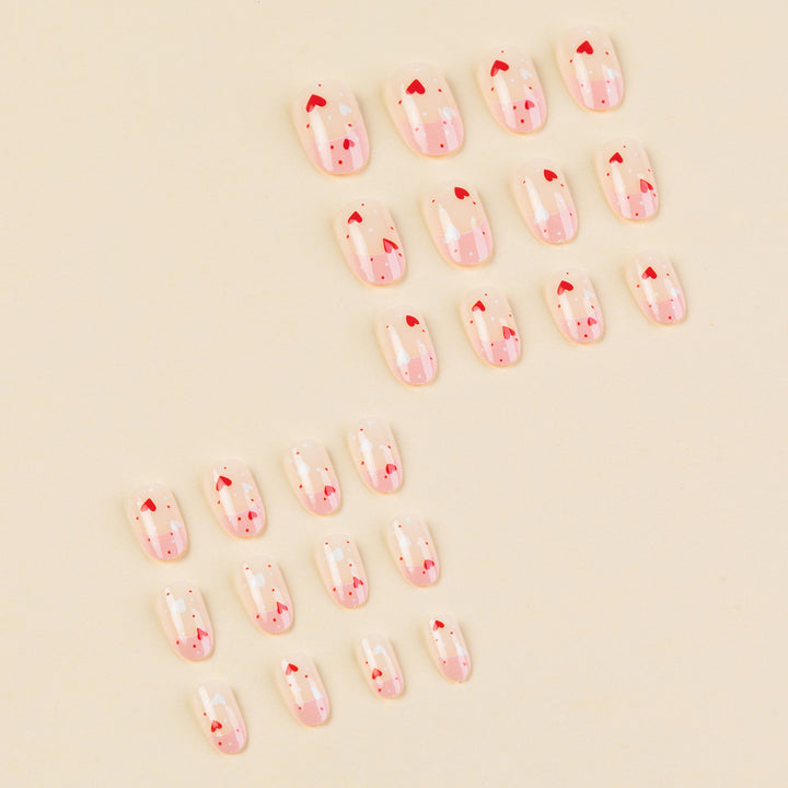 Heart-Themed Press-On Nail Extensions