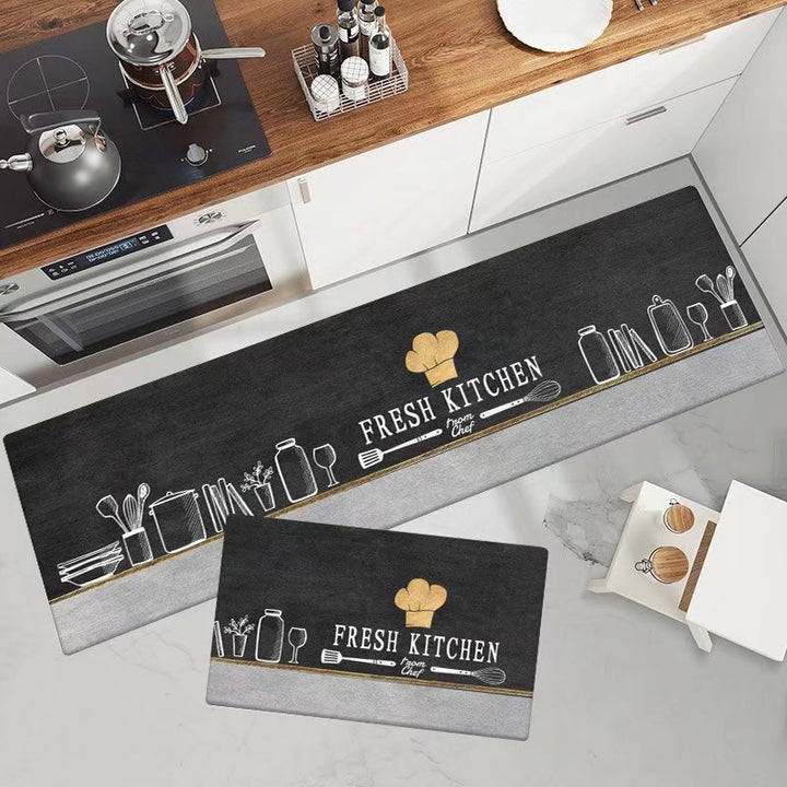 Marble-Pattern Kitchen Runner Mat Set Bowlift