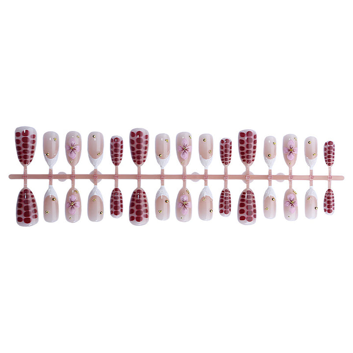 Artificial Nail Set with Elegant Flower and Glitter Accents Bowlift