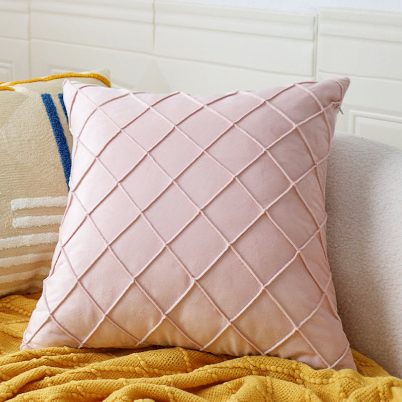 Square velvet cushion cover with quilted diamond texture Bowlift