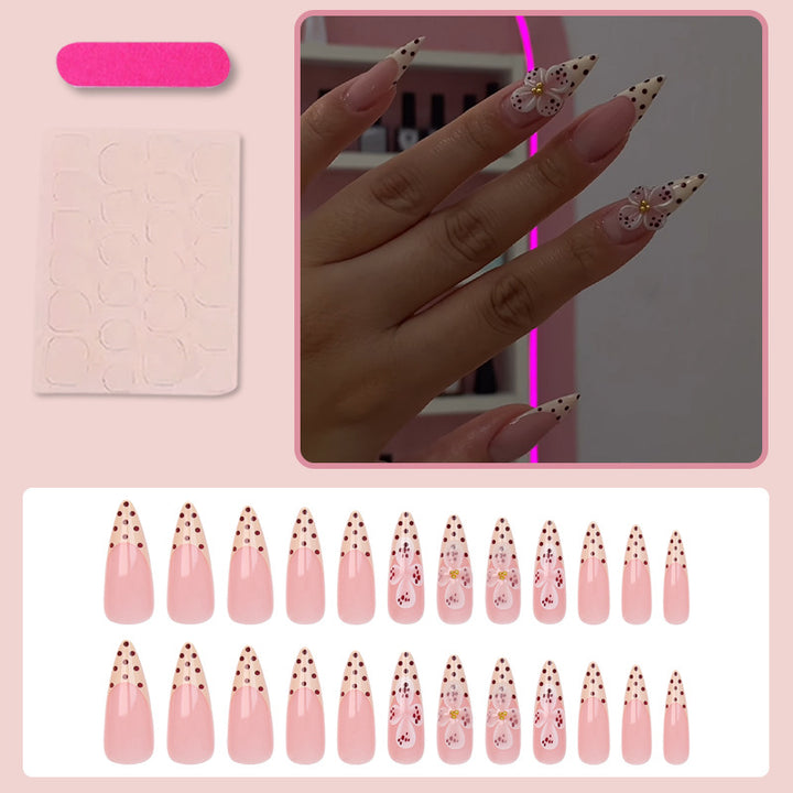 Art nail set with elegant flower and dot designs Bowlift