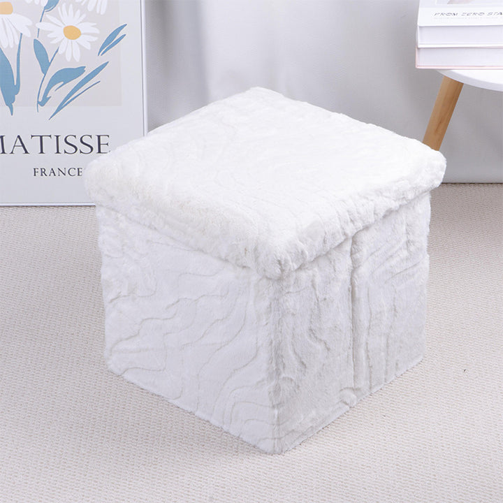 Plush Rectangular Storage Ottoman Bowlift