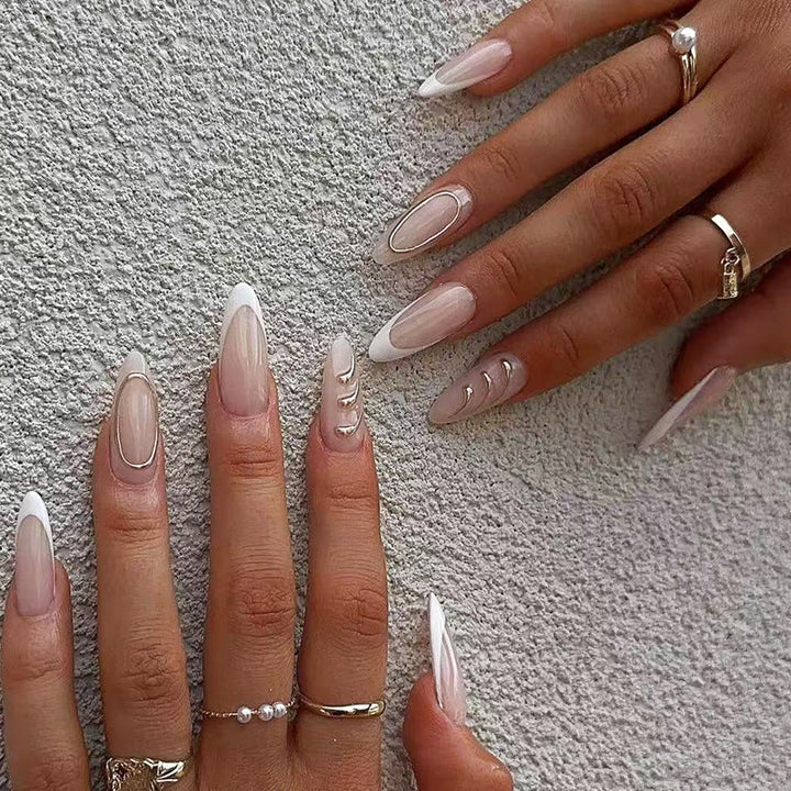 Acrylic nail set with elegant lace design and creative accents Bowlift