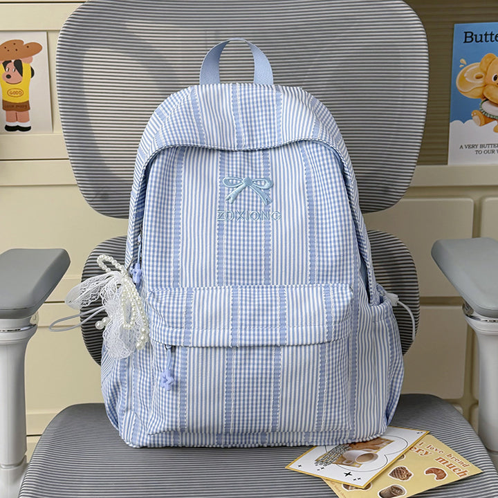 Adorable Striped Graphic Backpack Bowlift
