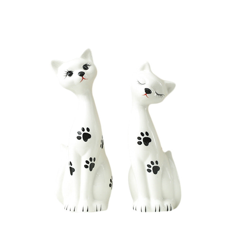 Playful Ceramic Cat Figurine Set Bowlift