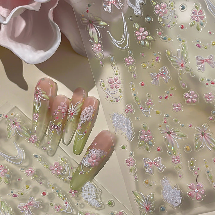 Decorative Floral Nail Art Sticker Sheet