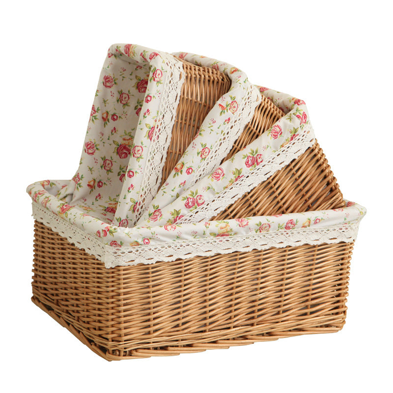 Decorative Woven Storage Basket with Liner Bowlift