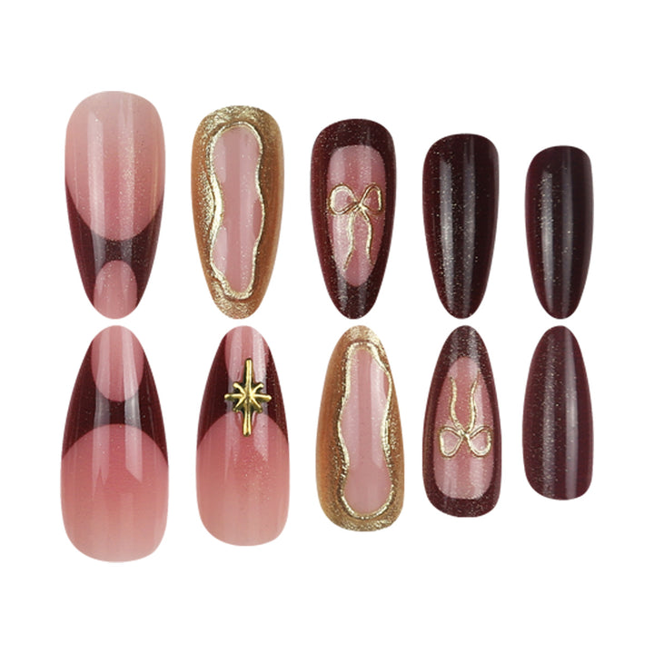 Artistic Glossy Press-On Nail Extensions Bowlift