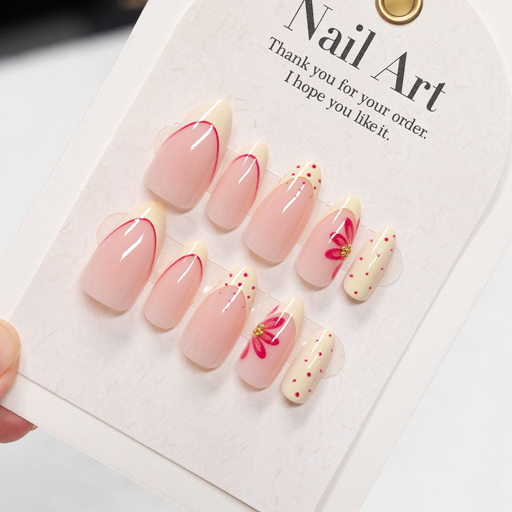 Floral-Themed Long-Stiletto Press-On Nails