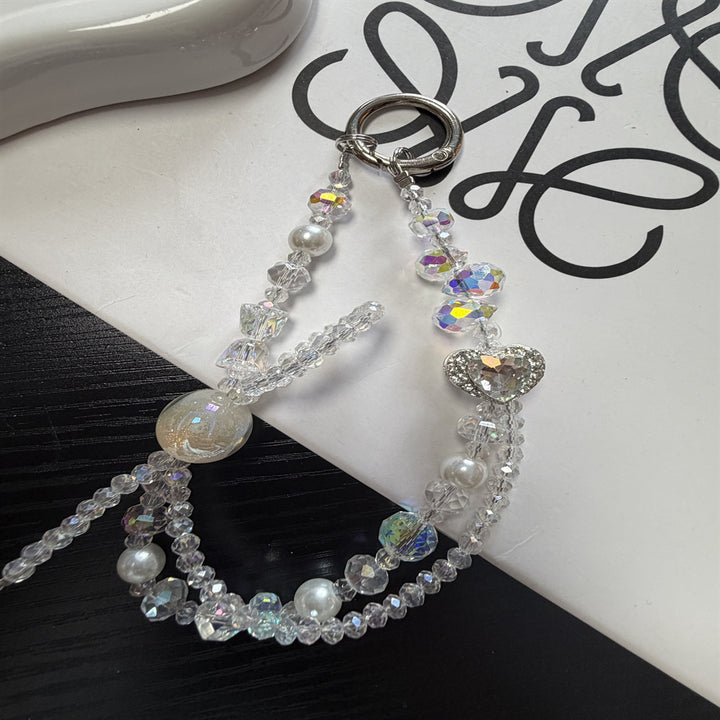 Beaded Heart Charm Keychain Bowlift