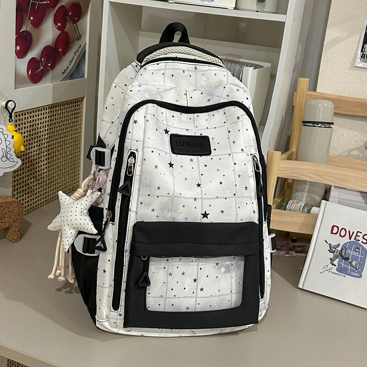 Star-Patterned Multi-Compartment Backpack Bowlift