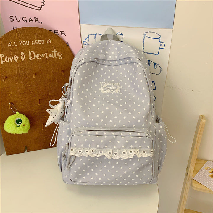 Decorative Star-Print Backpack Bowlift