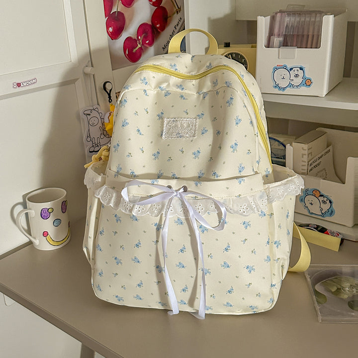 Whimsical Floral Embellished School Backpack Bowlift