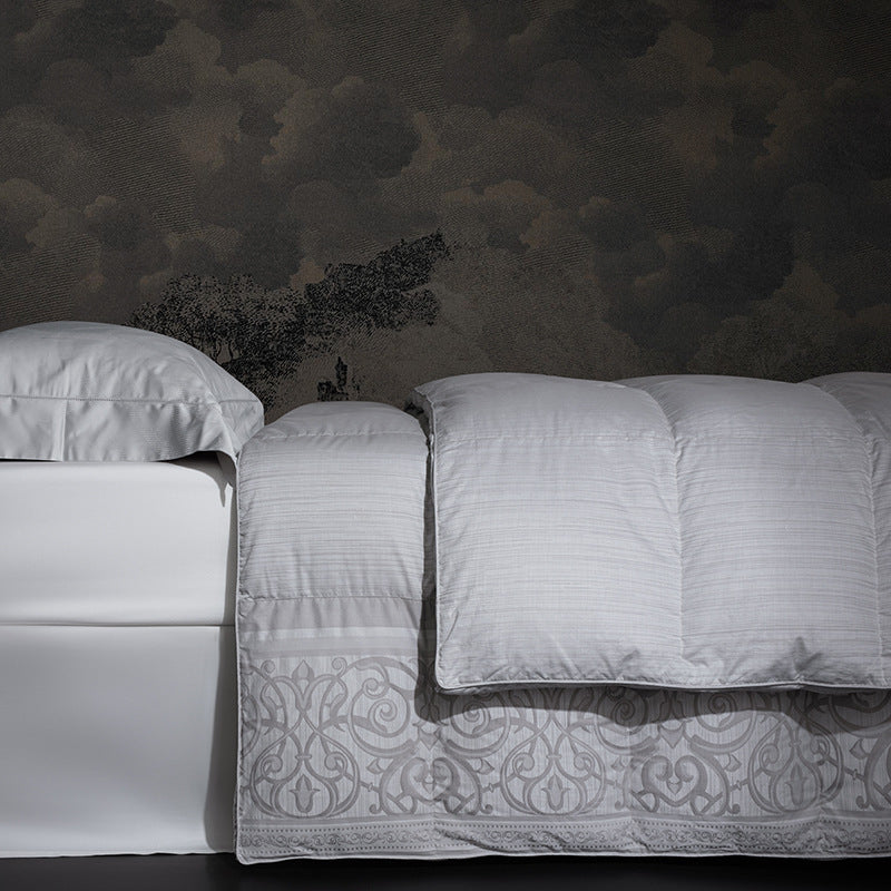 Oversized Box-Quilted All-Season Microfiber Comforter with Embroidered Border
