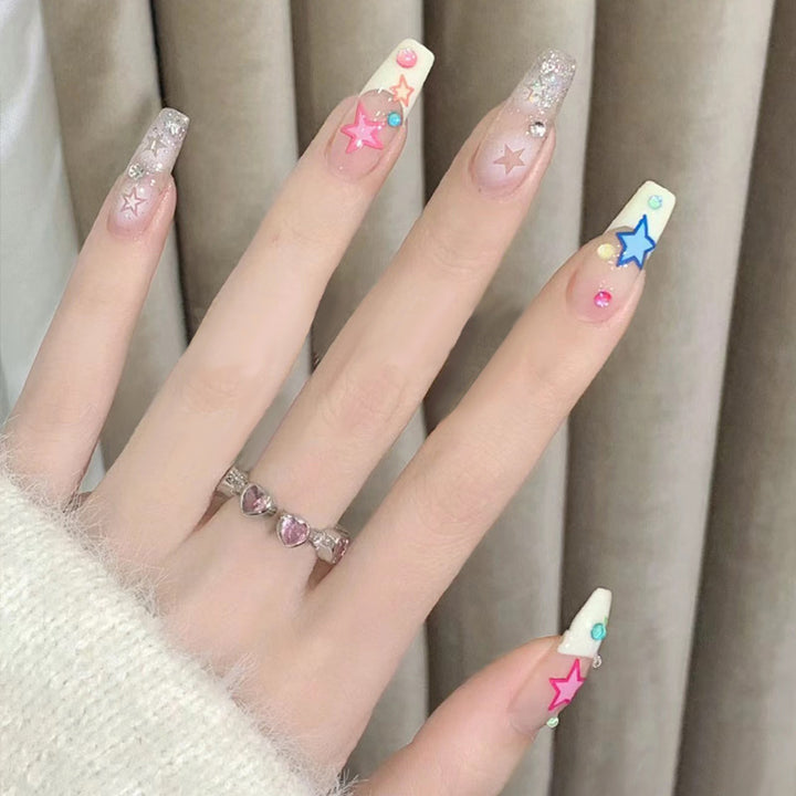 Decorative Glittering Press-On Nail Set Bowlift
