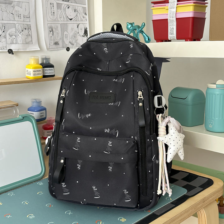 Stylish Love-Embellished Backpack Bowlift