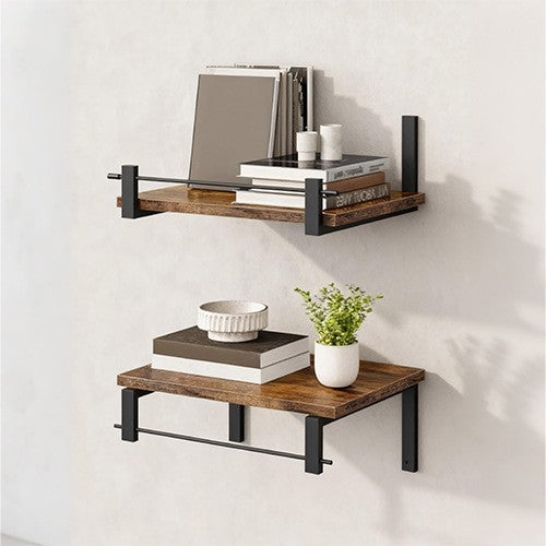 Wall shelf with industrial wood-metal design Bowlift