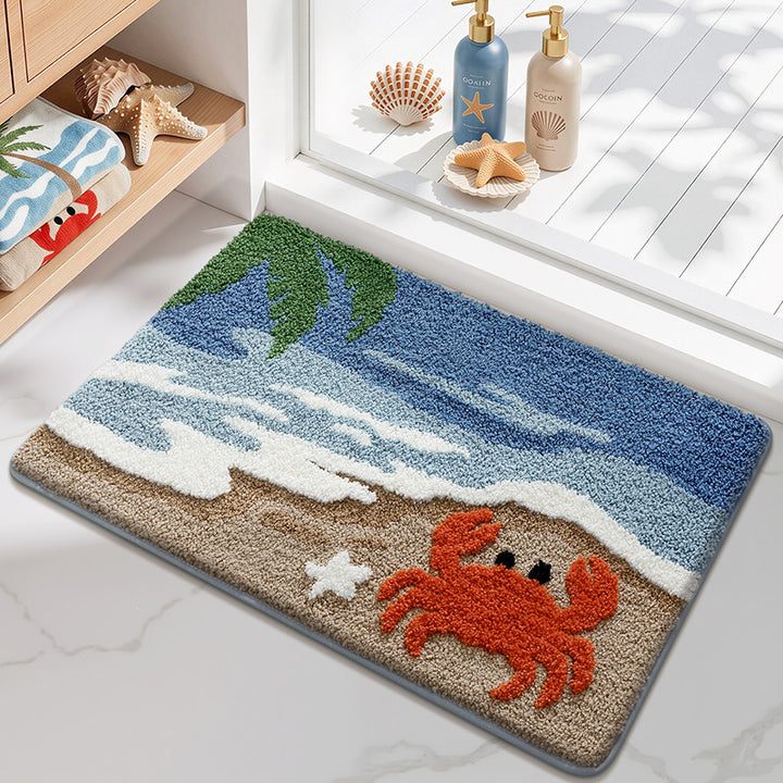 Coastal Beach-Themed Bath Mat Bowlift