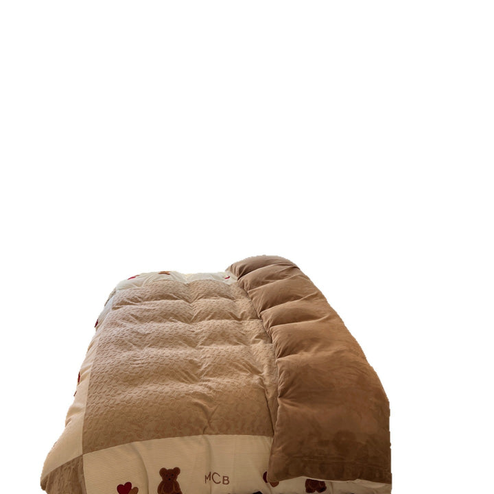 Plush Quilted Teddy Appliqué Reversible Comforter Set with Embroidered Pillow Shams