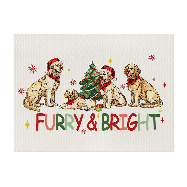 Festive Cotton-Linen Holiday Wall Art Panel with Hand-Drawn Christmas Trees and 'Fa La La' Script