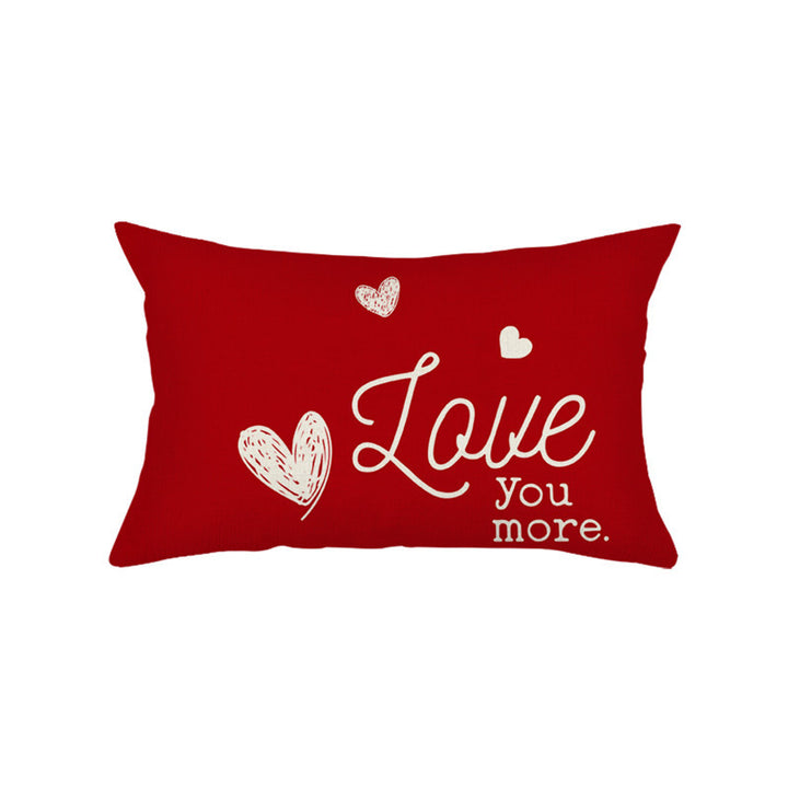 Rectangular Valentine's Heart Graphic Cotton-Linen Throw Pillow Cover