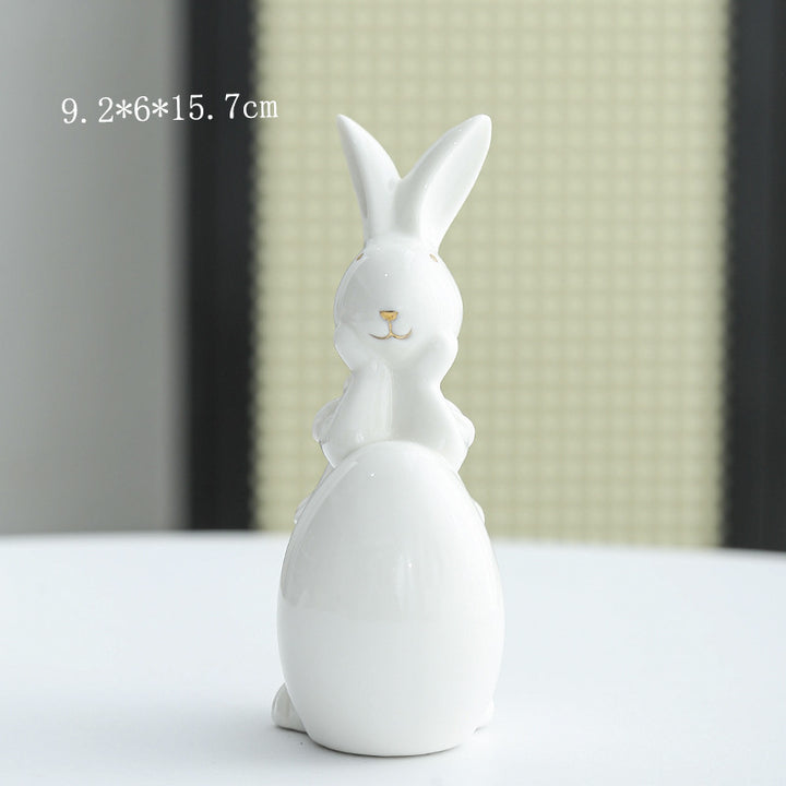 Decorative Ceramic Bunny Figurine Bowlift