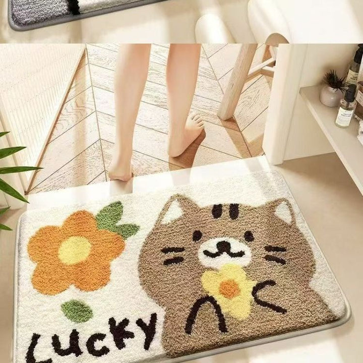 Cute Cartoon Cat-Themed Bath Mat